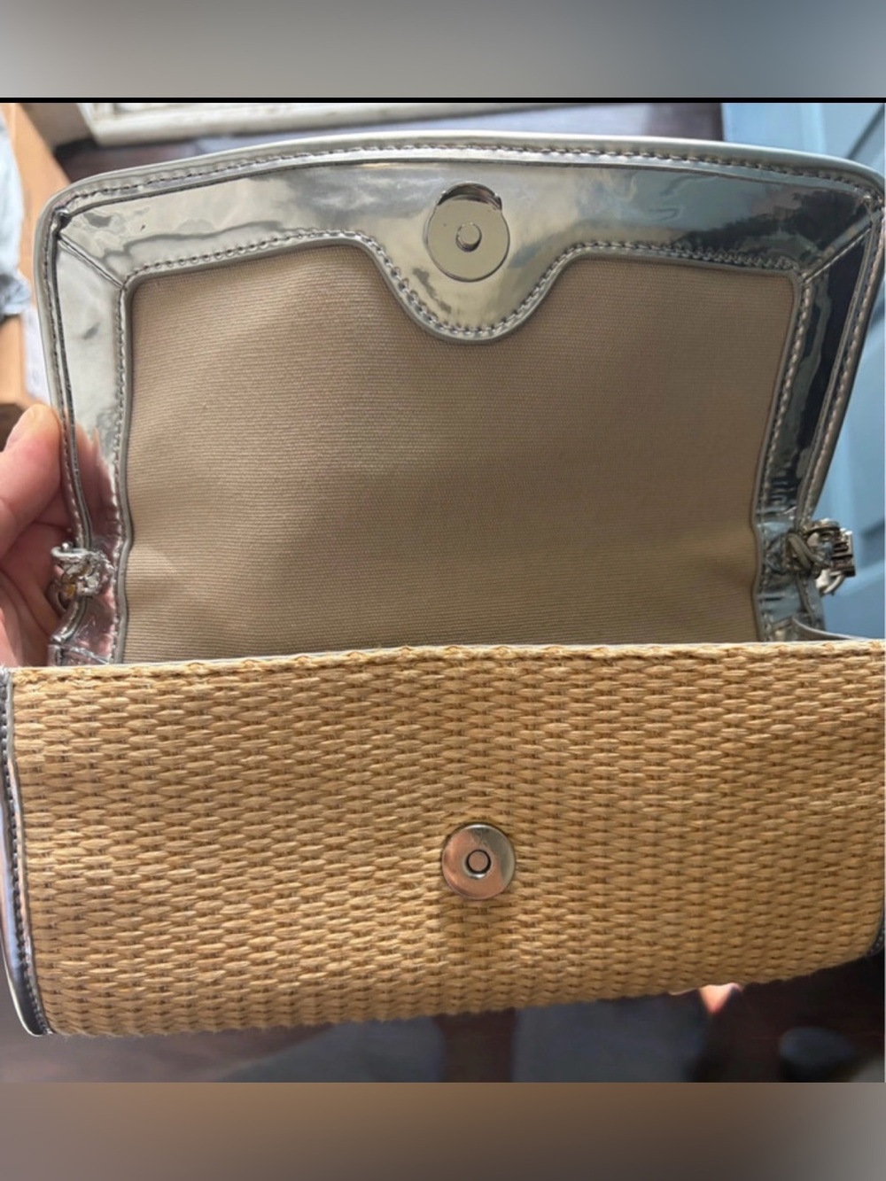 Tory Burch Straw and Silver Clutch Crossbody bag - Picture 2 of 5